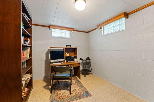 542 Lohnes Dr, Fairborn, OH 45324 - home office with tile patterned floors and ornamental molding