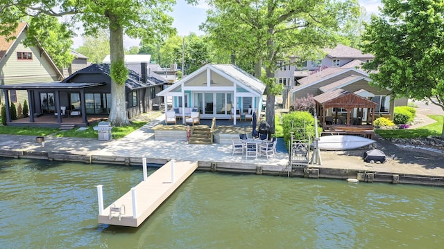 7917 Hickory Ave, Russells Point, OH 43348 - dock with a gazebo, a deck with water view, and a patio