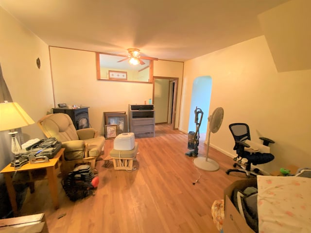 116 N Mill St, De Graff, OH 43318 - living room with ceiling fan and wood finished floors