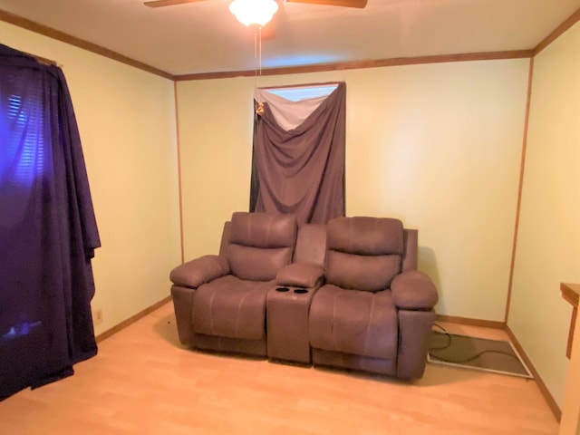 116 N Mill St, De Graff, OH 43318 - home theater with wood finished floors, ceiling fan, and baseboards