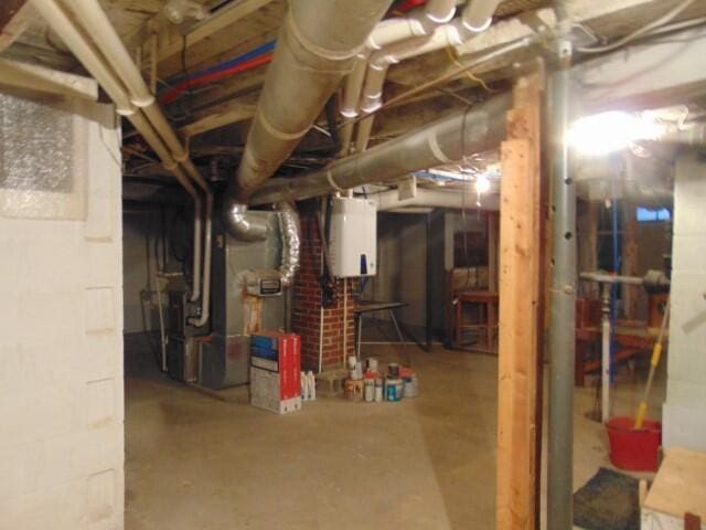 basement with water heater