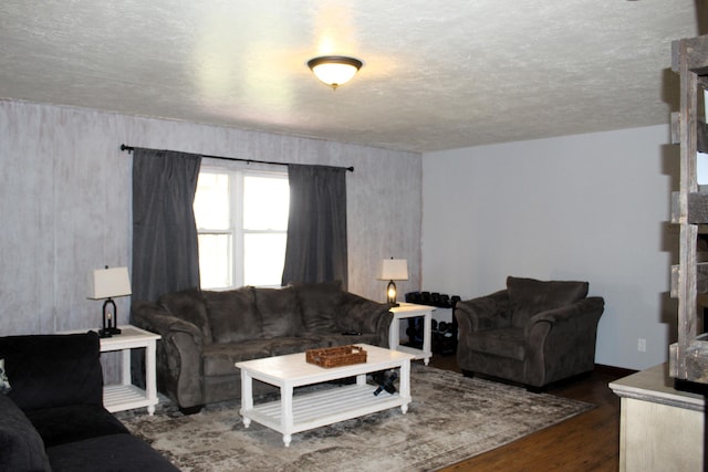 living area featuring dark wood-style flooring