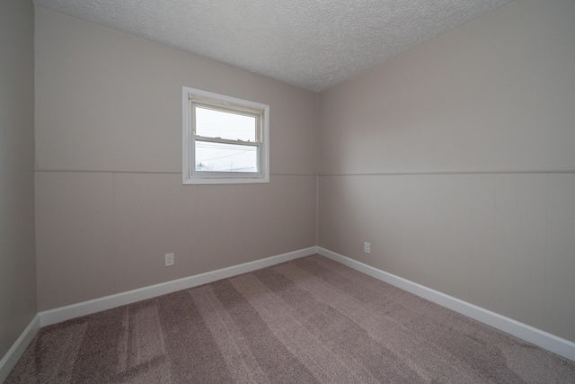 carpeted spare room featuring a textured ceiling