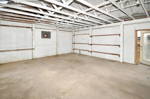 basement with electric panel