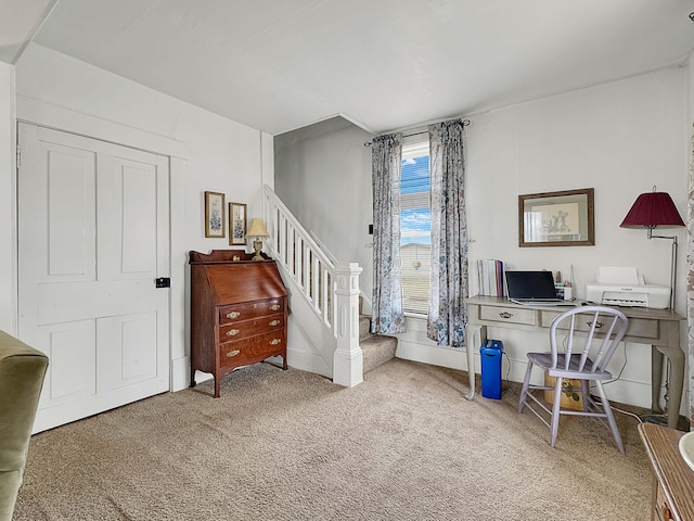 view of carpeted office space