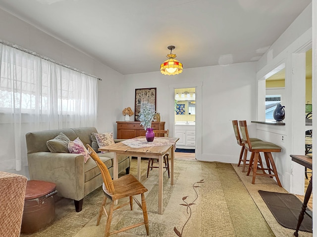 dining space with sink