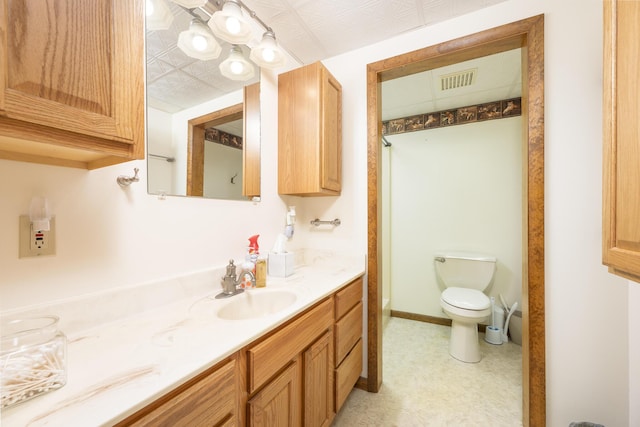 7868 Beech Ave, Russells Point, OH 43348 - full bath with vanity, toilet, an ornate ceiling, baseboards, and a shower