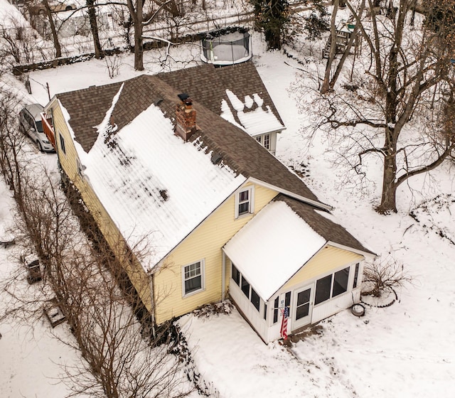 view of snowy aerial view