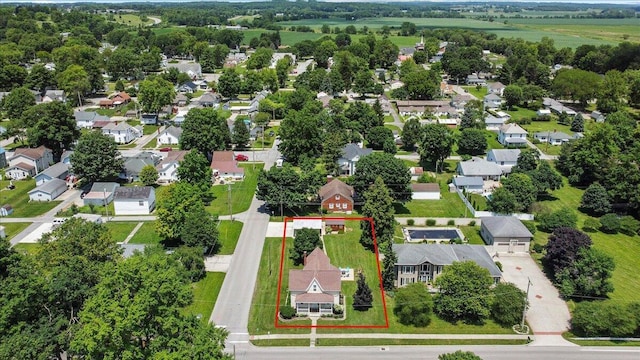 402 E Baird St, West Liberty, OH 43357 - aerial view of residential area featuring property parcel outlined