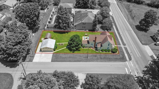 402 E Baird St, West Liberty, OH 43357 - aerial perspective of suburban area with property boundaries highlighted