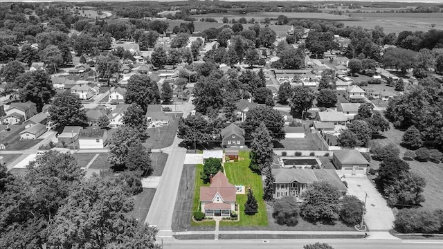 402 E Baird St, West Liberty, OH 43357 - aerial perspective of suburban area featuring property boundaries highlighted