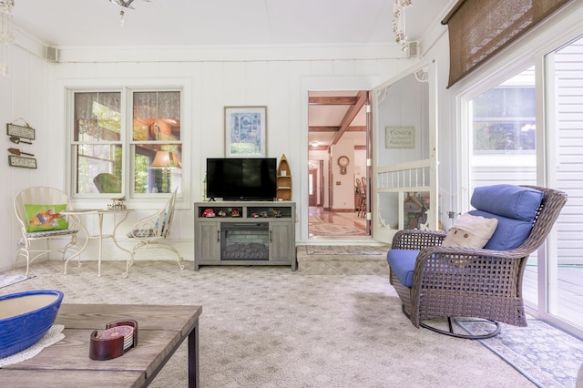 4602 State Route 273, Belle Center, OH 43310 - carpeted living area featuring plenty of natural light and crown molding
