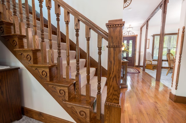 4602 State Route 273, Belle Center, OH 43310 - staircase featuring wood finished floors and baseboards