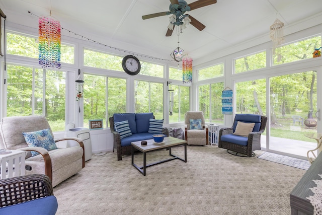 4602 State Route 273, Belle Center, OH 43310 - sunroom / solarium featuring ceiling fan, an outdoor living space, and healthy amount of natural light