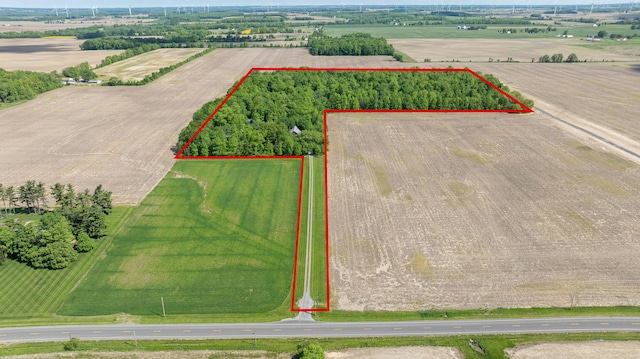 4602 State Route 273, Belle Center, OH 43310 - overview of rural landscape with rows of crops and property parcel outlined
