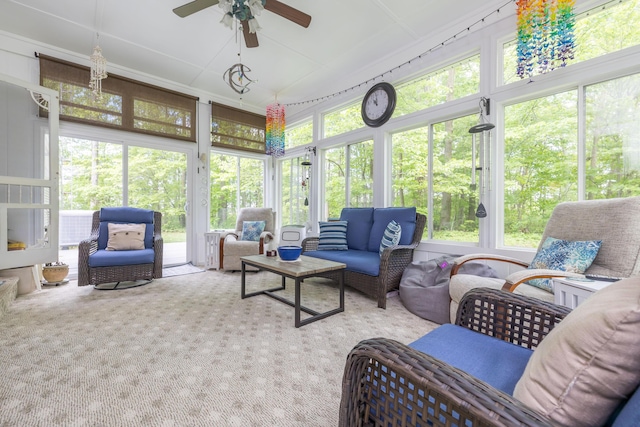 4602 State Route 273, Belle Center, OH 43310 - sunroom featuring outdoor lounge area, ceiling fan, and plenty of natural light