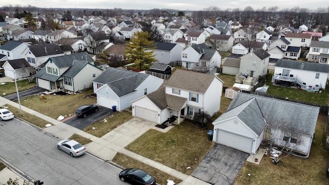 drone / aerial view with a residential view