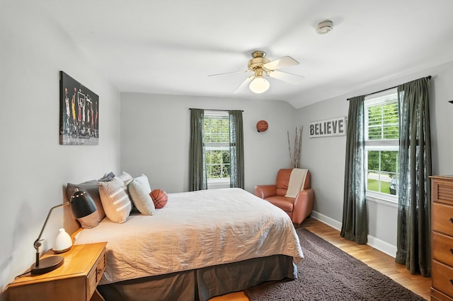 650 Swailes Rd, Troy, OH 45373 - bedroom featuring multiple windows, light wood-type flooring, and ceiling fan