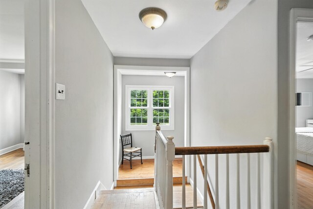 650 Swailes Rd, Troy, OH 45373 - hall featuring an upstairs landing and wood finished floors
