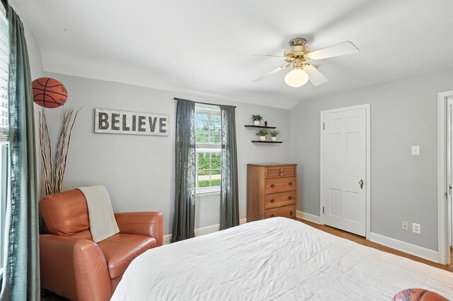 650 Swailes Rd, Troy, OH 45373 - bedroom with ceiling fan and wood finished floors