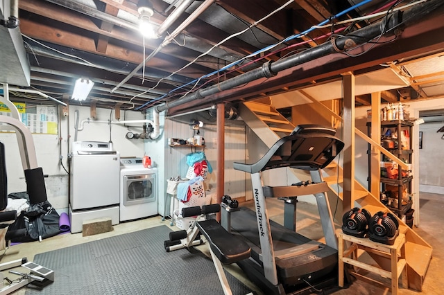 650 Swailes Rd, Troy, OH 45373 - exercise area with separate washer and dryer