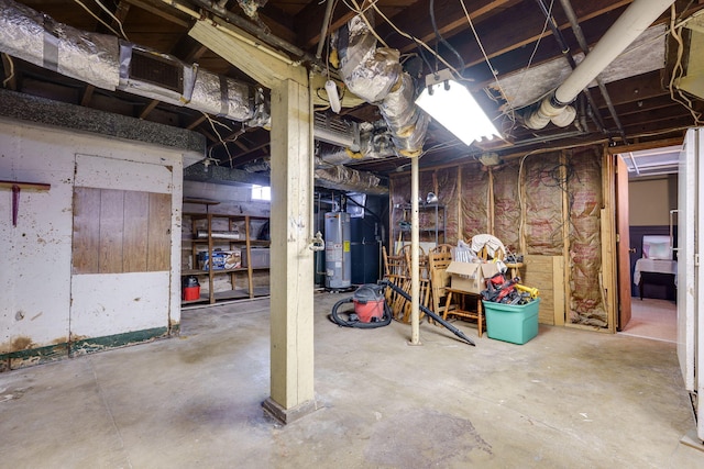 basement featuring water heater