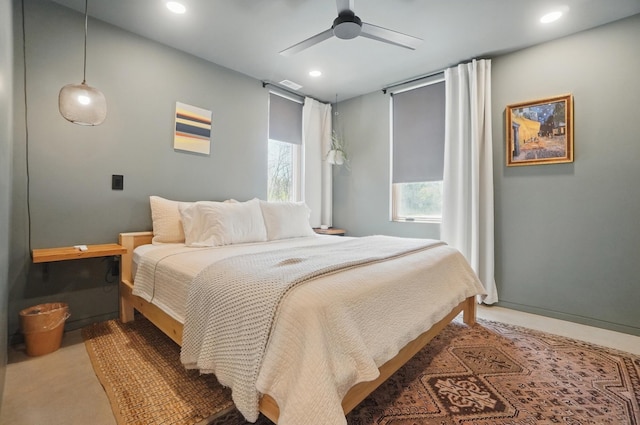 202 Fairfield Pike Unit A, Yellow Springs, OH 45387 - bedroom featuring carpet floors, recessed lighting, ceiling fan, and baseboards