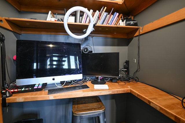 interior space with butcher block countertops