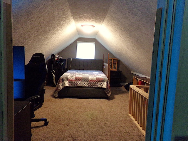 88 E Clark St, North Hampton, OH 45349 - carpeted bedroom featuring a textured ceiling and vaulted ceiling