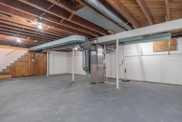 basement with heating unit