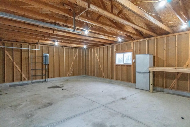 basement with electric panel