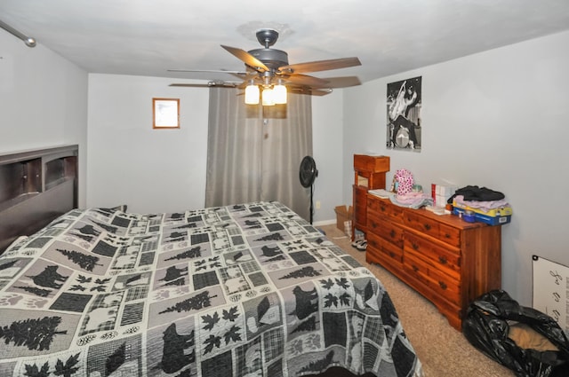 bedroom with carpet floors and ceiling fan