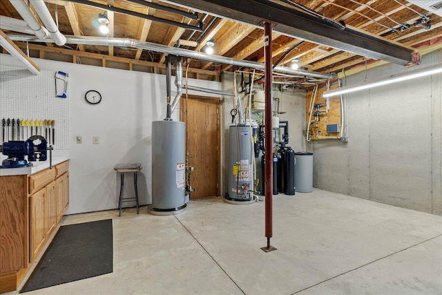 unfinished below grade area with water heater