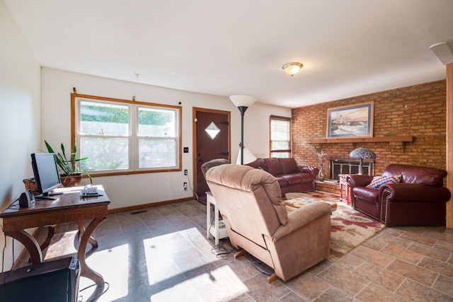 413 Weinland St, New Carlisle, OH 45344 - living area featuring plenty of natural light and a fireplace