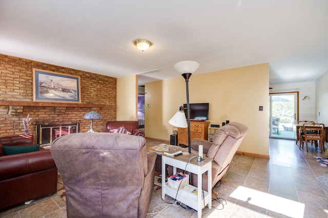 413 Weinland St, New Carlisle, OH 45344 - living area with a brick fireplace