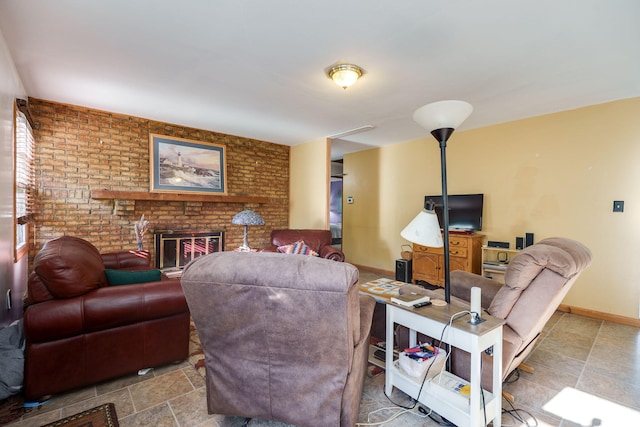 413 Weinland St, New Carlisle, OH 45344 - living area with a fireplace and stone finish floors