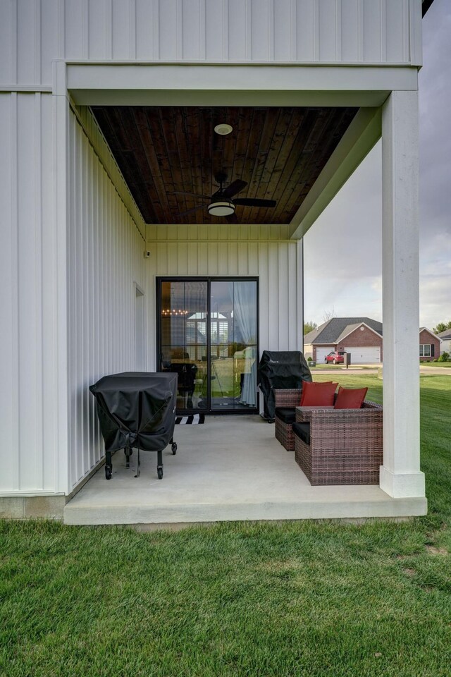 2737 Executive Dr, Troy, OH 45373 - view of patio / terrace with ceiling fan and a grill