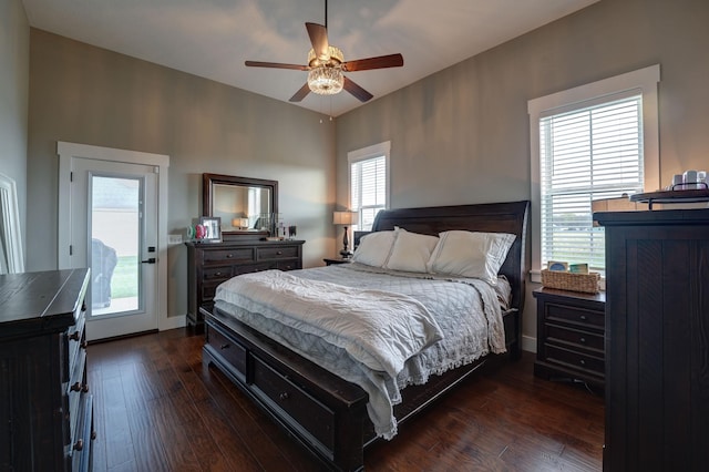 2737 Executive Dr, Troy, OH 45373 - bedroom with dark wood-style floors and ceiling fan