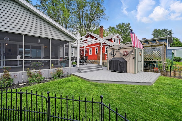 14506 Maple Ave, Lakeview, OH 43331 - view of yard with a sunroom and a deck