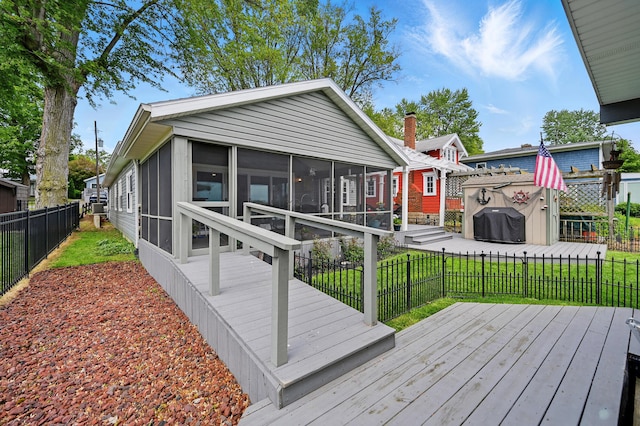 14506 Maple Ave, Lakeview, OH 43331 - deck with a sunroom
