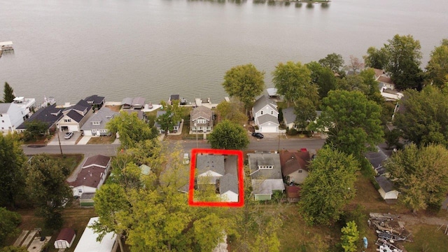 9887 Forest St, Lakeview, OH 43331 - aerial view of residential area featuring a nearby body of water and property boundaries highlighted