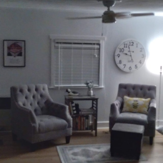 9887 Forest St, Lakeview, OH 43331 - living room with a ceiling fan and wood finished floors