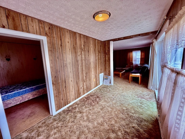 7188 Clark Dr, Russells Point, OH 43348 - carpeted spare room featuring a textured ceiling and wooden walls