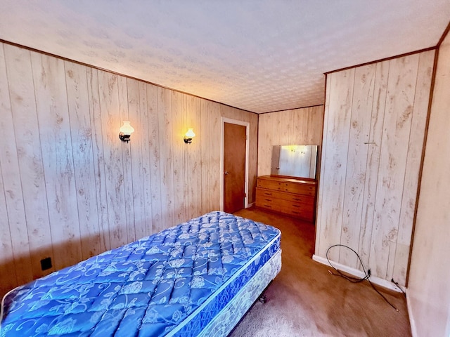 7188 Clark Dr, Russells Point, OH 43348 - carpeted bedroom featuring wooden walls