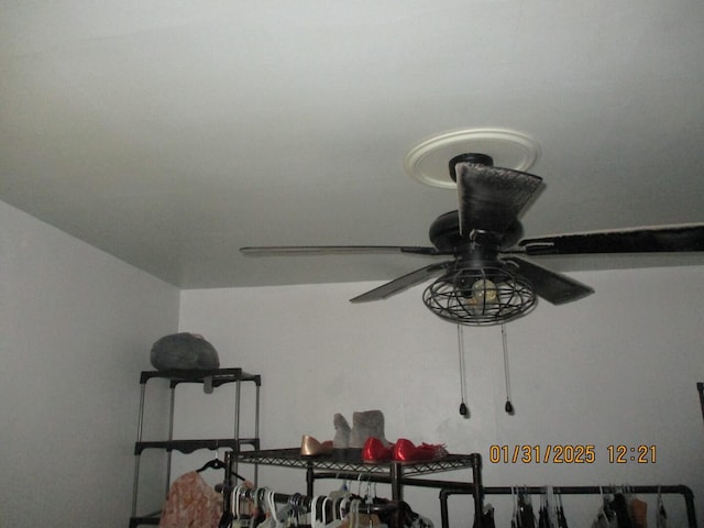 interior details featuring ceiling fan