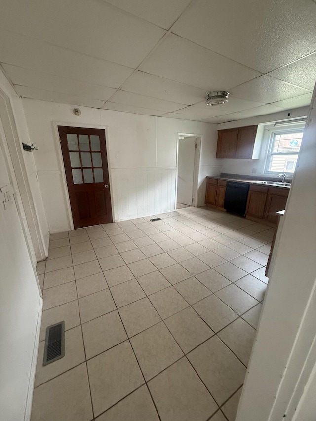 115 Vine St, Ludlow Falls, OH 45339 - unfurnished dining area with a drop ceiling and light tile patterned flooring