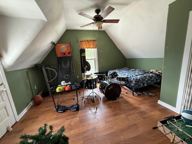612 W Spring St, Saint Marys, OH 45885 - bedroom with vaulted ceiling, wood finished floors, baseboards, and ceiling fan