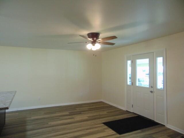 1723 Bermuda Dr, Lima, OH 45801 - entryway with wood finished floors, baseboards, and a ceiling fan