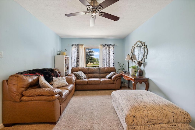 930 N Bickett Rd, Xenia, OH 45385 - living area featuring light carpet, a textured ceiling, and a ceiling fan