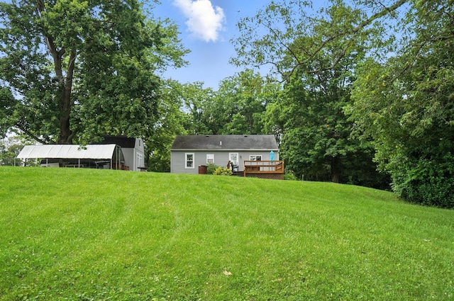 5638 Old Rte 70, Springfield, OH 45502 - back of property with a wooden deck and a yard